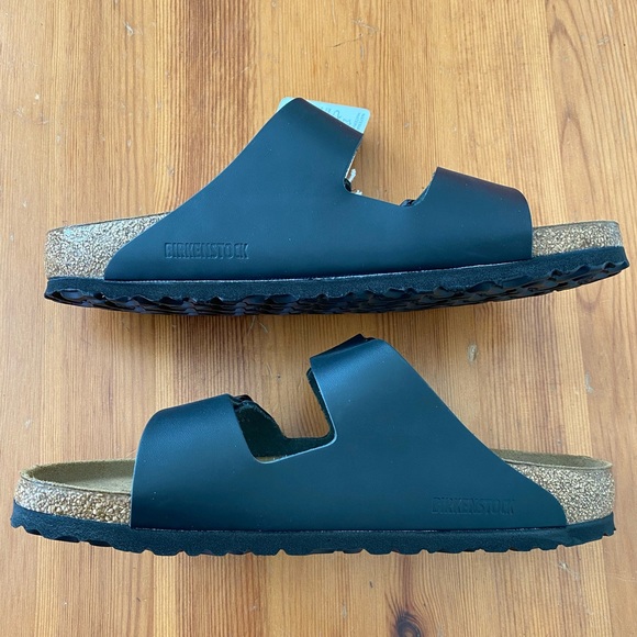 Birkenstock Arizona Sandals Black Birko Flor Faux Leather M10 W12 - Picture 5 of 8
